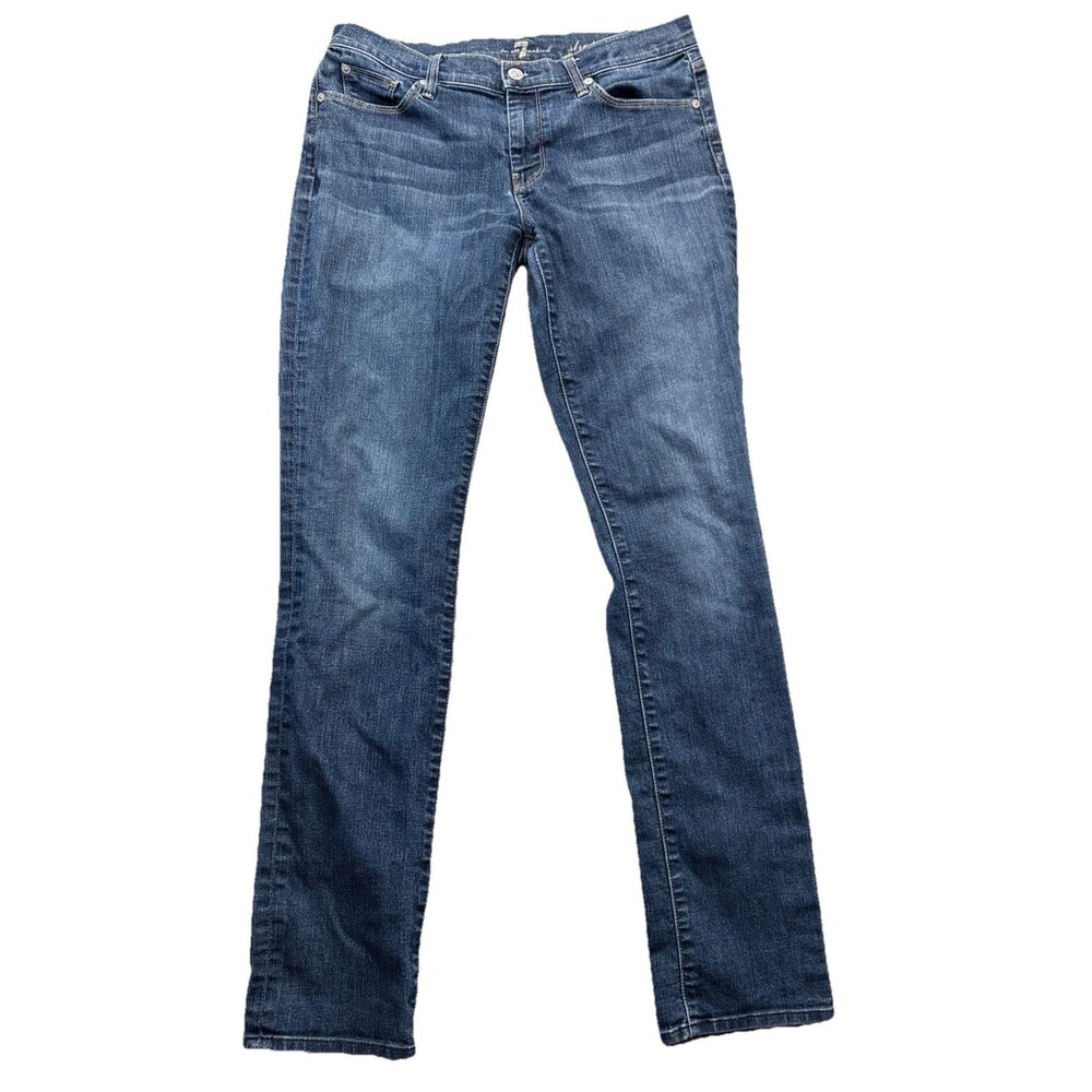 7 For All Mankind Womens Jeans 31 Straight Leg Medium Wash casual comfort denim
